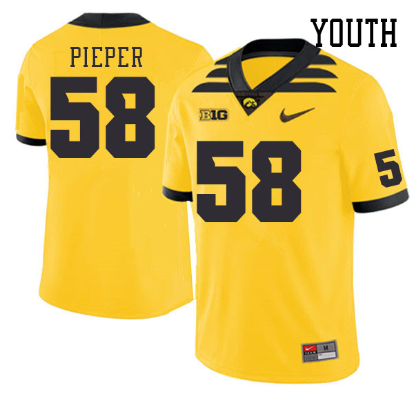 Youth #58 Kade Pieper Iowa Hawkeyes College Football Jerseys Stitched Sale-Gold - Click Image to Close